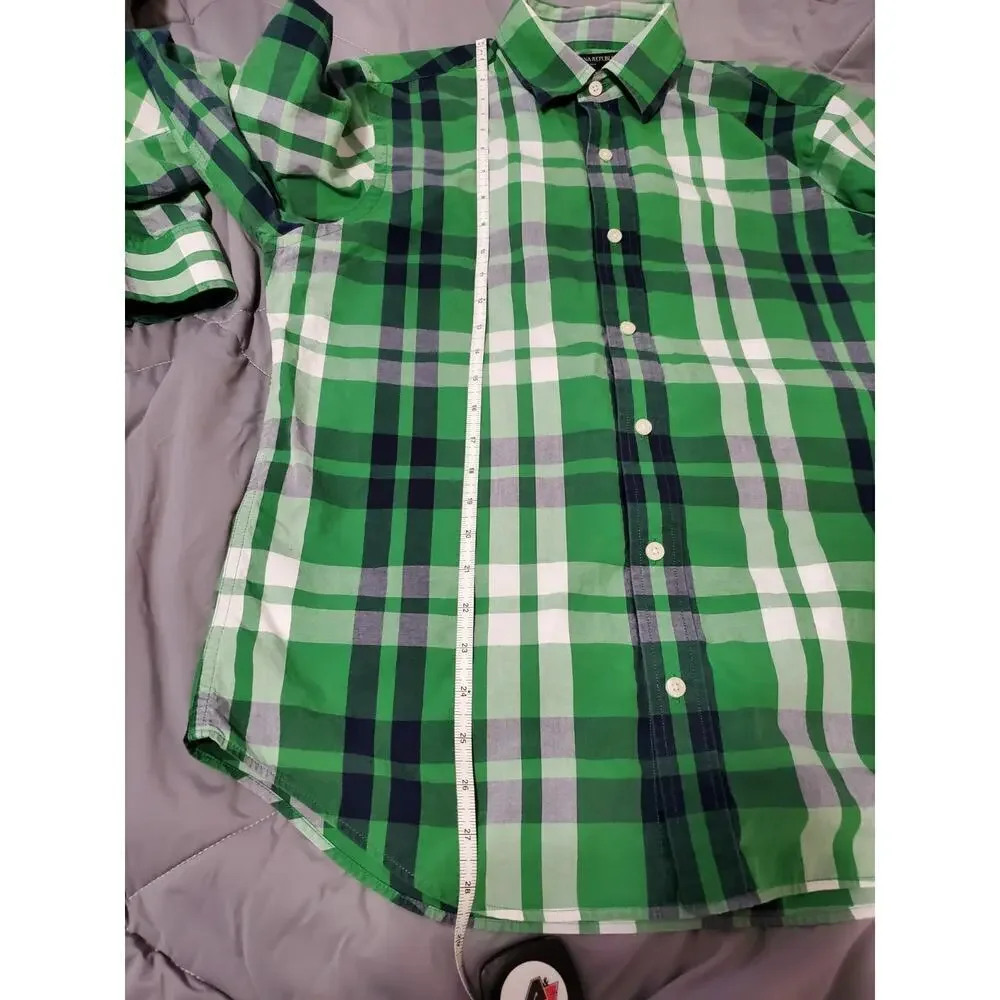 Banana Republic Men’s Medium Green Plaid Button Down Shirt Long Sleeve Cotton